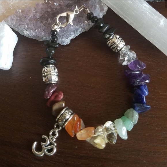 Jewelry - Chakra Bracelet With Genuine Crystals & Om Charm